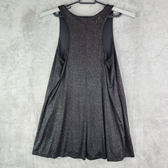 Womens Black Everly Dress Fit & Flare Sparkly Shiny V Neck Sleeveless M Medium - Picture 6 of 9
